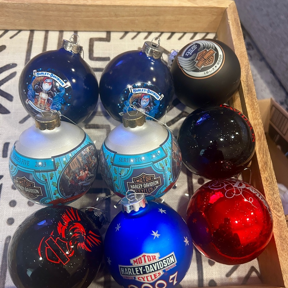 Harley-Davidson Blue and Red Ornament Collection